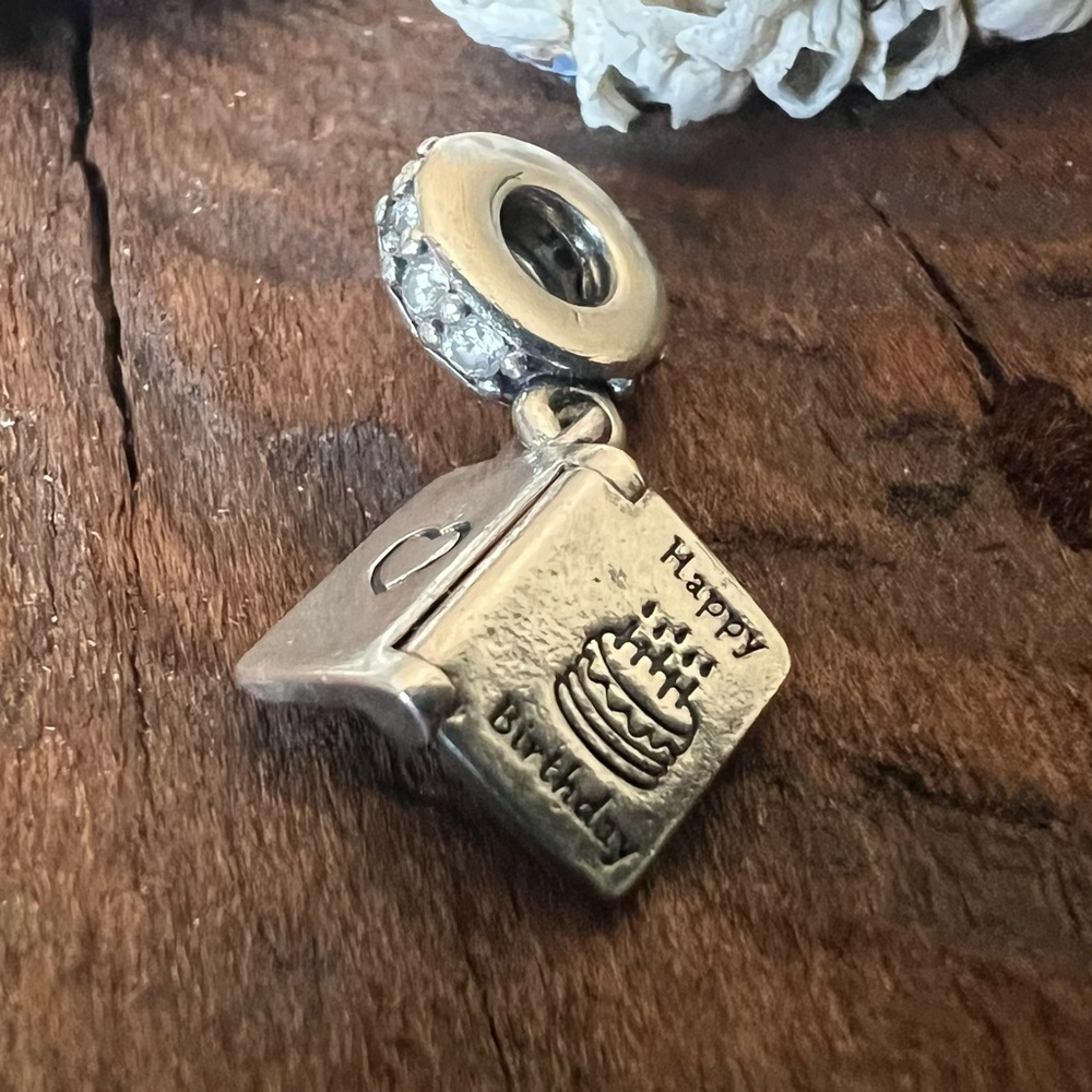 Authentic Pandora Charm Birthday Wishes Dangle
Book Silver Best Wishes Card Cz